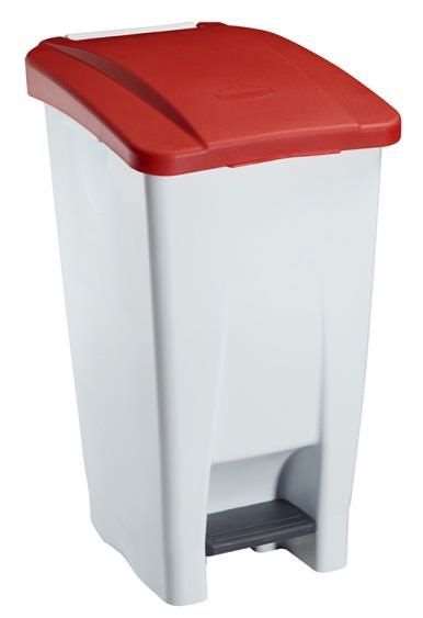 Image de POUBELLE MOBILE PEDALE PLASTIQUE 60L-BLANC/ROUGE-FIRST