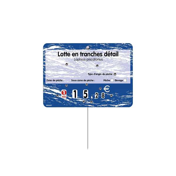Image de ETIQUETTE POISSONNERIE TURBULENCE PERSONNALISEE + PIQUE INOX