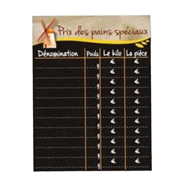 Image de PANNEAU DE TARIF PRIX PAINS SPECIAUX MOULIN (FTS30X40CM)