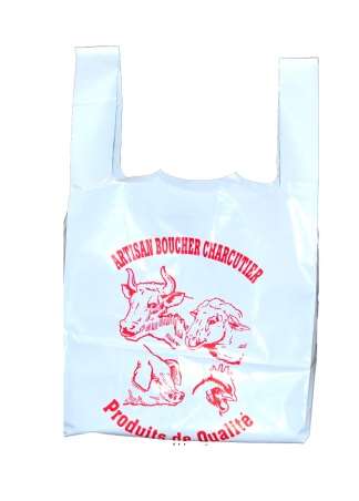 Image de SAC BRETELLE BOUCHERIE BLANC BD (FTS260+120X450MM) 50Mµ X500