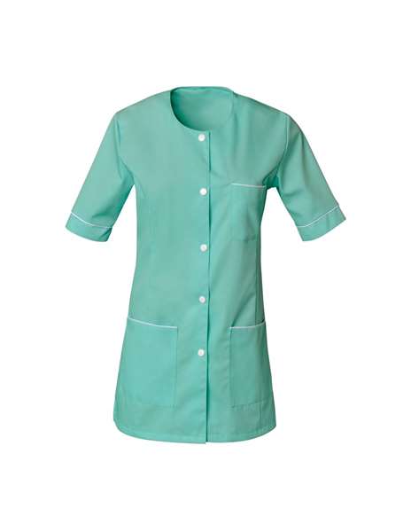 Image de BLOUSE TAYLOR MANCHES COURTES POLY/COTON VERT NIL T.2