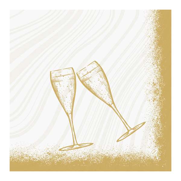 Image de SERVIETTE BIO-DUNISOFT SPARKLY CHEERS BLANC 40X40CM X360