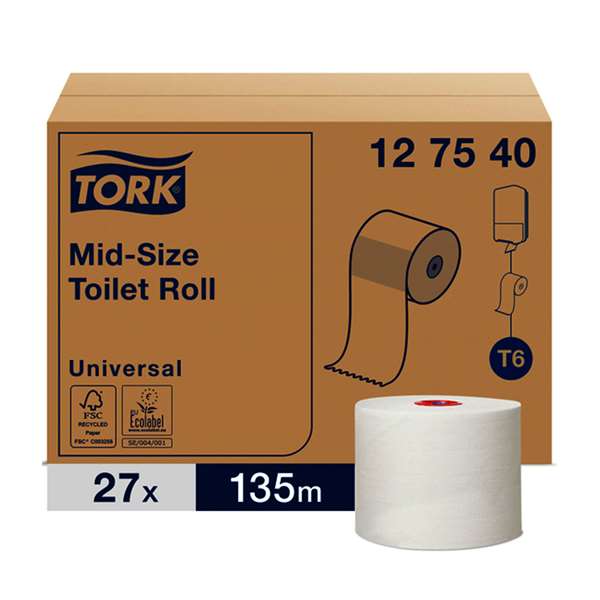 Image de TORK MID-SIZE PAPIER HYGIENIQUE BLANC T6 135MX27RLX