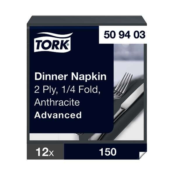 Image de TORK SERVIETTE DINNER ANTHRACITE 2P 39,5X39CM X1800