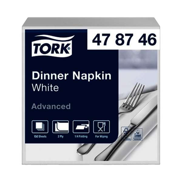 Image de TORK SERVIETTE DINNER BLANCHE 2P 39,5X39CM X1800