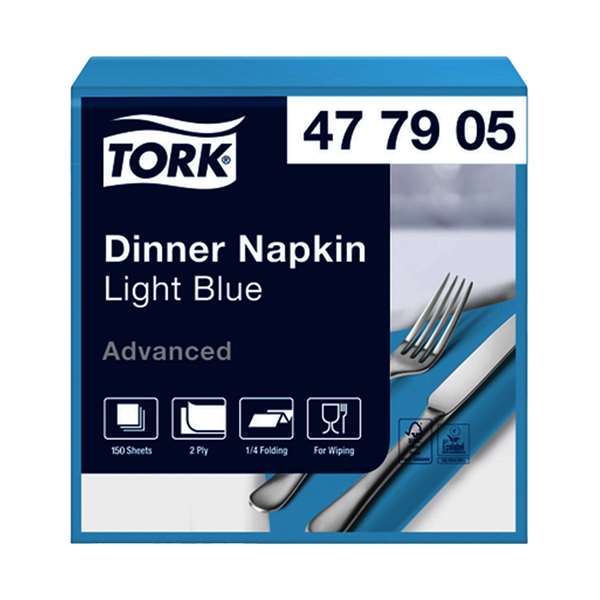 Image de TORK SERVIETTE DINNER BLEU CIEL 2P 39,5X39CM X1800