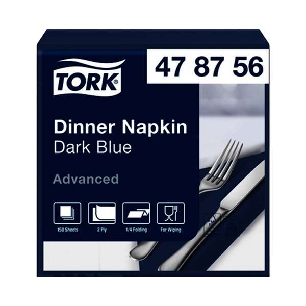Image de TORK SERVIETTE DINNER BLEU FONCE 2P 39,5X39CM X1800