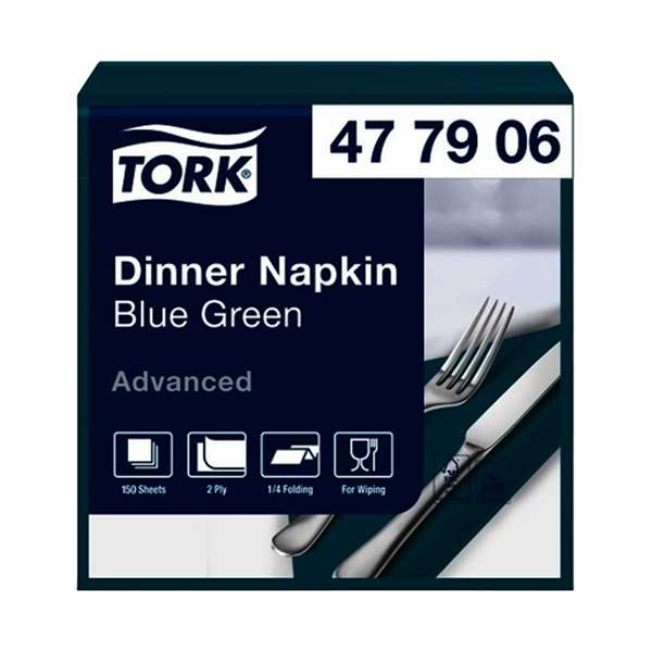 Image de TORK SERVIETTE DINNER BLEU PETROLE 2P 39,5X39CM X1800