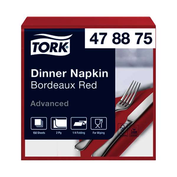 Image de TORK SERVIETTE DINNER BORDEAUX 2P 39,5X39CM X1800