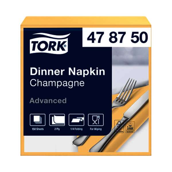 Image de TORK SERVIETTE DINNER CHAMPAGNE 2P 39,5X39CM X1800