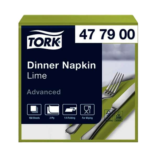 Image de TORK SERVIETTE DINNER CITRON VERT 2P 39,5X39CM X1800