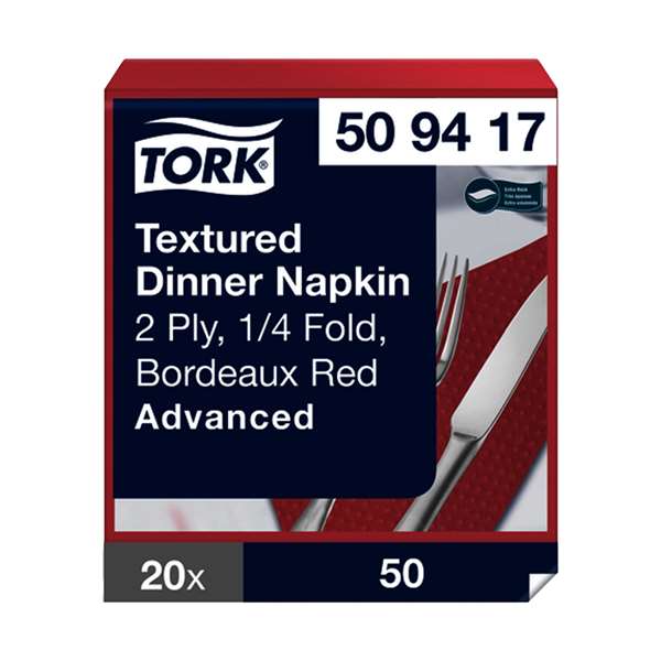 Image de TORK SERVIETTE DINNER GAUFREE BORDEAUX 2P 39,5X39CM X1000