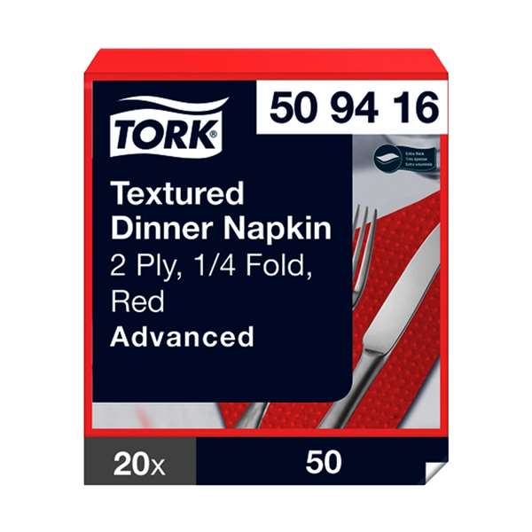 Image de TORK SERVIETTE DINNER GAUFREE COQUELICOT 2P 39,5X39CM X1000