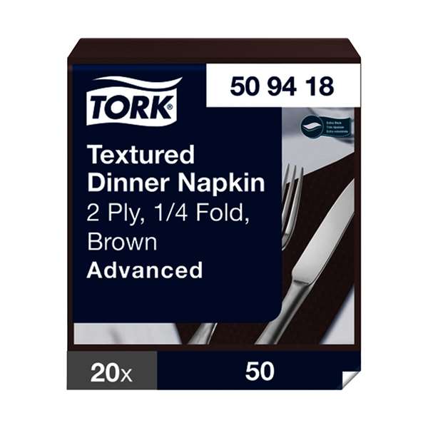 Image de TORK SERVIETTE DINNER GAUFREE MARRON 2P 39,5X39CM X1000