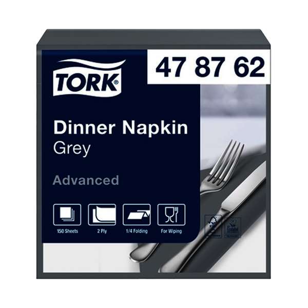 Image de TORK SERVIETTE DINNER GRIS 2P 39,5X39CM X1800