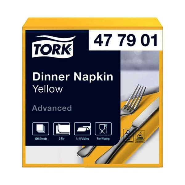 Image de TORK SERVIETTE DINNER JAUNE 2P 39,5X39CM X1800