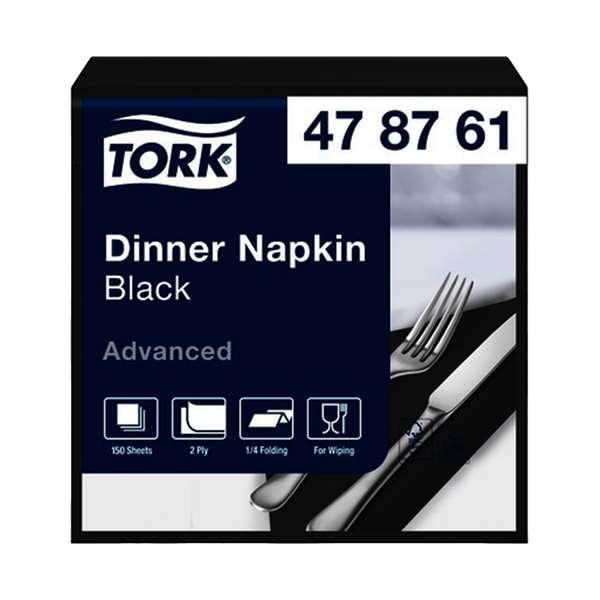 Image de TORK SERVIETTE DINNER NOIR 2P 39,5X39CM X1800