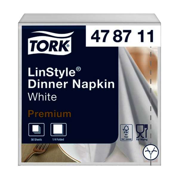 Image de SERVIETTE NON TISSE LINSTYLE TORK BLANC 39X39CM PAR 600