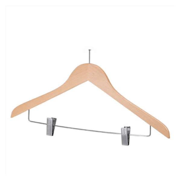 Image de CINTRES ANTIVOL AVEC PINCES BOIS NATUREL(FTS445X12X245MM)X48