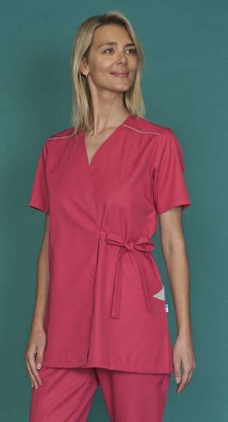 Image de TUNIQUE GRETA MANCHES COUIRTES ROSE/GRIS T.5