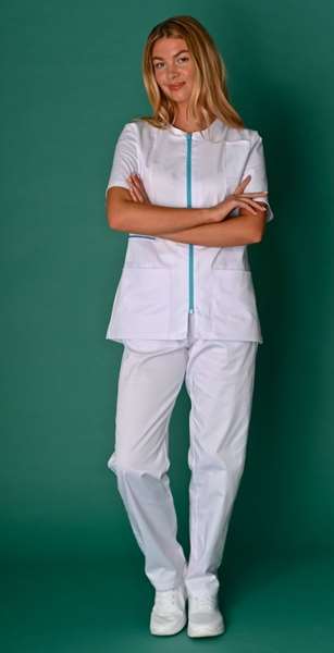 Image de TUNIQUE NOVA MANCHES COURTES POLY/COTON BLANC T.1