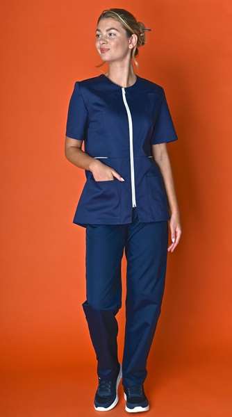 Image de TUNIQUE NOVA MANCHES COURTES POLY/COTON MARINE T.1