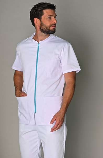 Image de TUNIQUE SIRIUS MANCHES COURTES POLY/COTON BLANC T.0