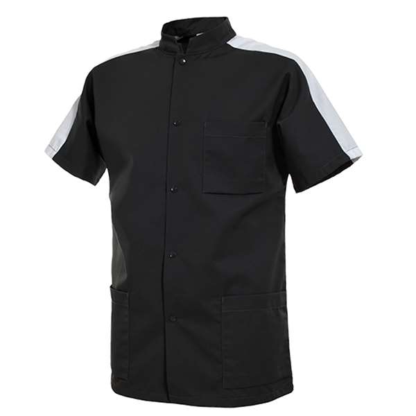 Image de STEEVE MANCHE COURTE POLY65%-COT35% CHARBON-BLANC T1