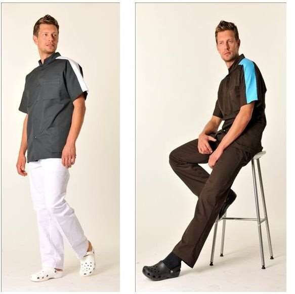 Image de STEEVE MANCHE COURTE POLY65%-COT35% CHOCO-AZUR T2