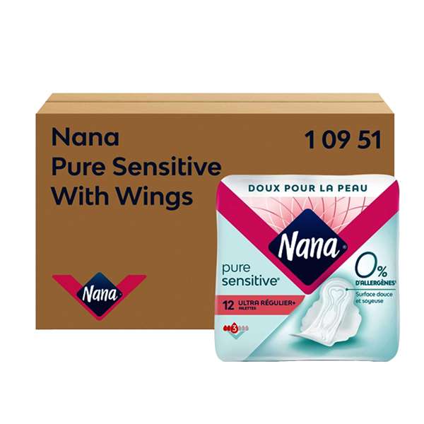 Image de SERVIETTES HYGIENIQUES NANA PURE SENSITIVE AVEC AILETTESX300
