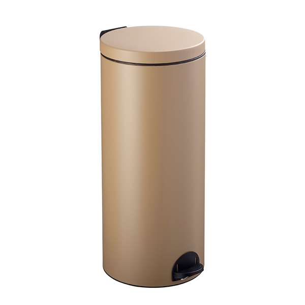 Image de POUBELLE A PEDALE METAL BEIGE GRIS MAT SANELIA 30L
