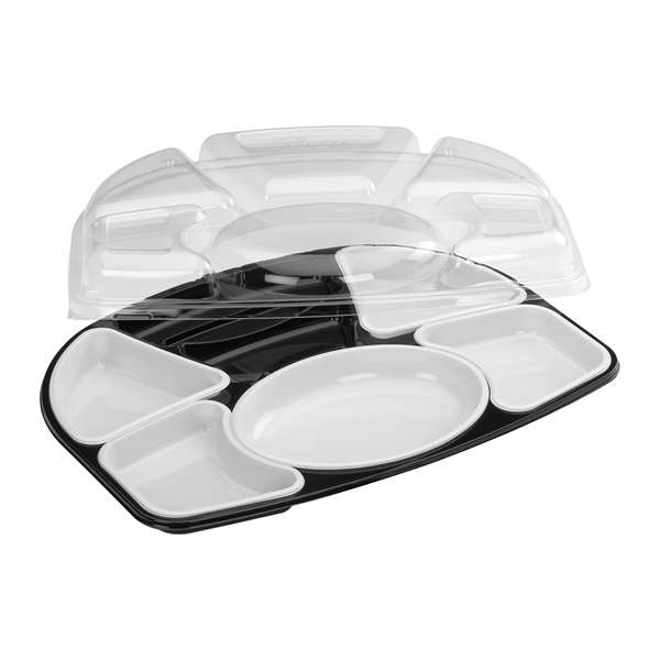 Image de PLATEAU REPAS+COUV SELFFIPACK 7COMP NOIR(FTS420X326X75MM)X30