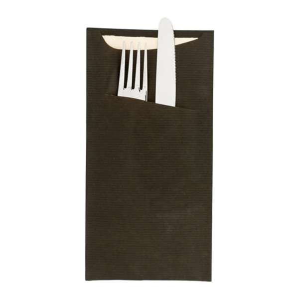 Image de POCHETTE KRAFT NOIR SDT OUATE CREME 2PLIS 33X40 PAR 400