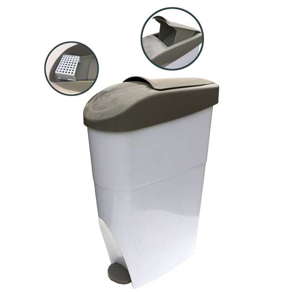 Image de POUBELLE HYGIENE FEMININE SERENA PEDALE PLASTIQUE BLANC 22L