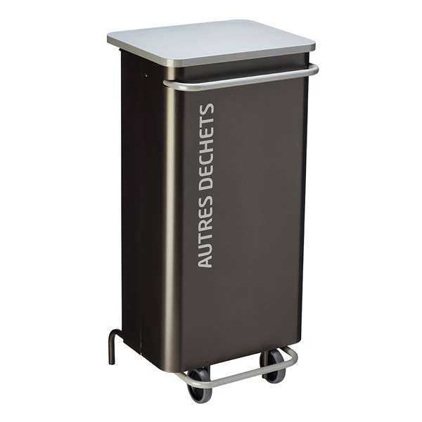 Image de POUBELLE DE TRI  MOBILE A PEDALE 110L GRIS MANGAN/GRIS CLAIR