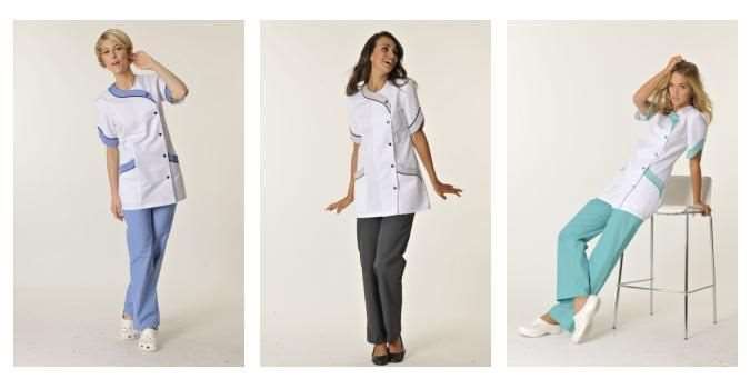 Image de ORIANE MANCHE COURTE POLY65%-COT35% BLANC-TURQUOISE T3