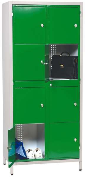 Image de VESTIAIRE MONOBLOC VISITABLE AVEC MORAILLONS 2 COL/8CASES