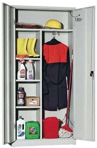 Image de ARMOIRE ENTRETIEN AVEC CLOISON+TABLETTES INTERI. NOIR