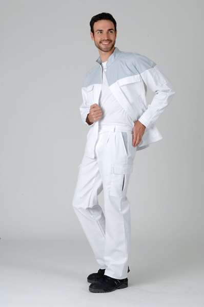 Image de PANTALON PROGENOUILLIERE BLANC-GRIS PERLE COT65%- T54