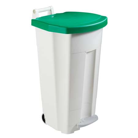 POUBELLE MOBILE A PEDALE BLANC/VERT BOOGY 90L