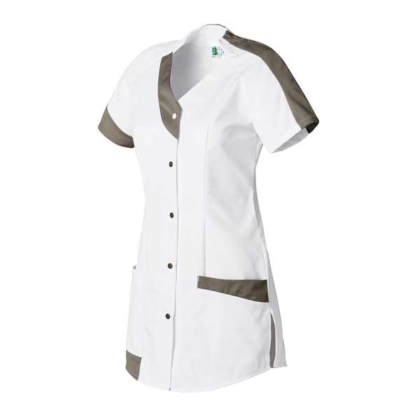 Image de ANNA BLANC/TAUPE MANCHE COURTE POLY65%-COT35% T5