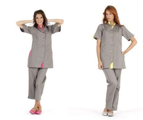 Image de CLOTHILDE MANCHE COURTE POLY65 %-COT35% TAUPE-POMME T4