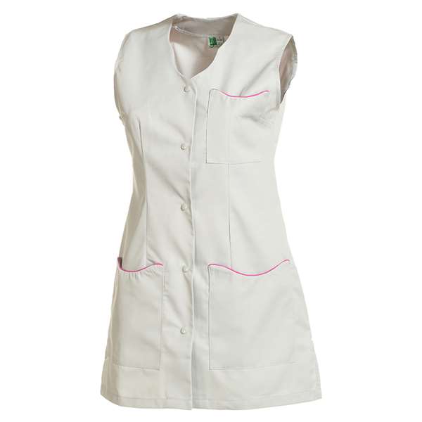 Image de LAURIE SANS MANCHE POLY65%-COT35% GRIS PERLE/ROSA T6