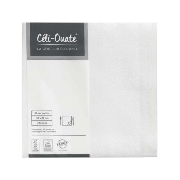 Image de SERVIETTE CELI-OUATE BLANCHE 38X38CM X900
