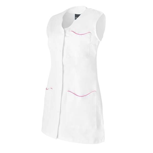 Image de LAURIE SANS MANCHE BLANC/ROSA POLY65%-COT35% T6