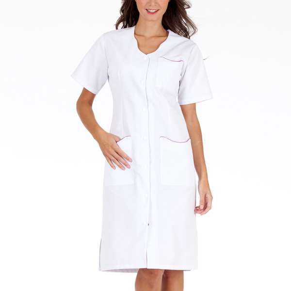 Image de LAURENE BLANC/ROSA MANCHE COURTE POLY65%-COT35% T2