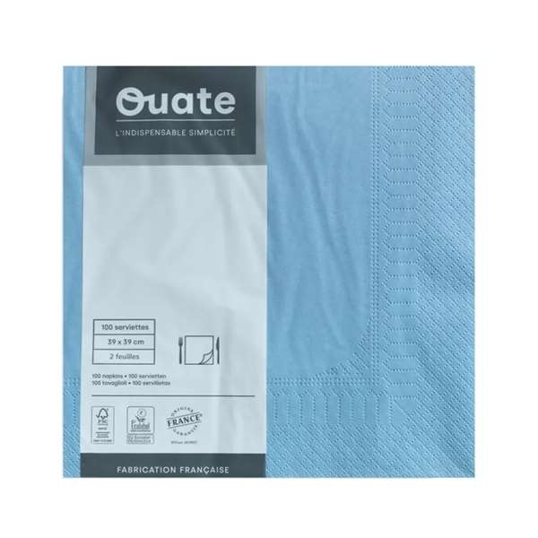 Image de SERVIETTE OUATE BLEU AZUR 2P 39X39CM X100