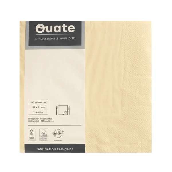 Image de SERVIETTE OUATE IVOIRE 2P 39X39CM X100
