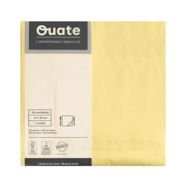 Image de SERVIETTE OUATE JAUNE 2P 39X39CM X100