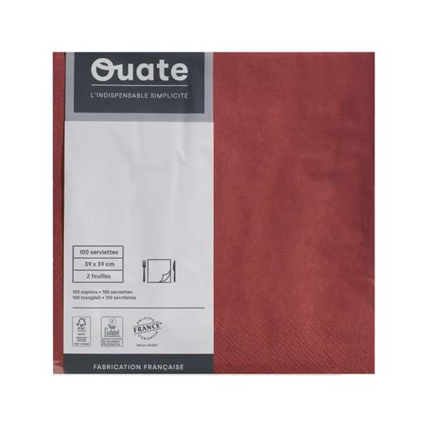 Image de SERVIETTE OUATE BORDEAUX 2P 39X39CM X100